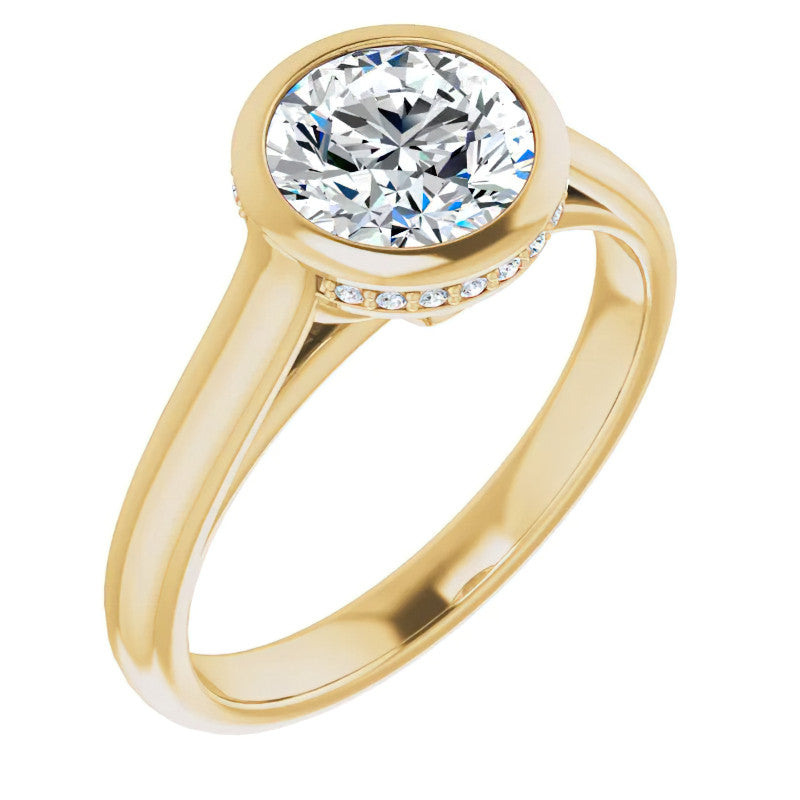 Round Bezel Moissanite Engagement Ring