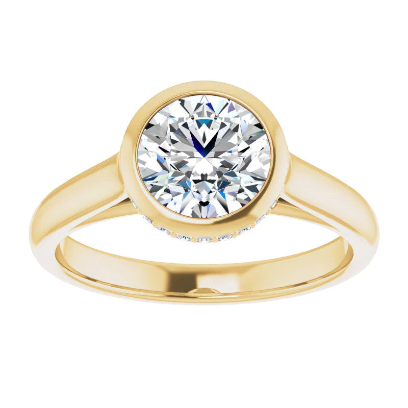 Round Bezel Moissanite Engagement Ring