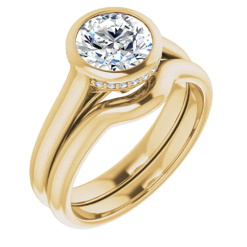 Round Bezel Moissanite Engagement Ring