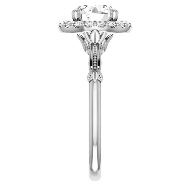 Round Split Shank Halo Moissanite Engagement Ring