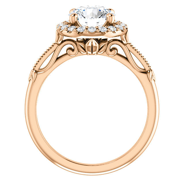 Round Split Shank Halo Moissanite Engagement Ring