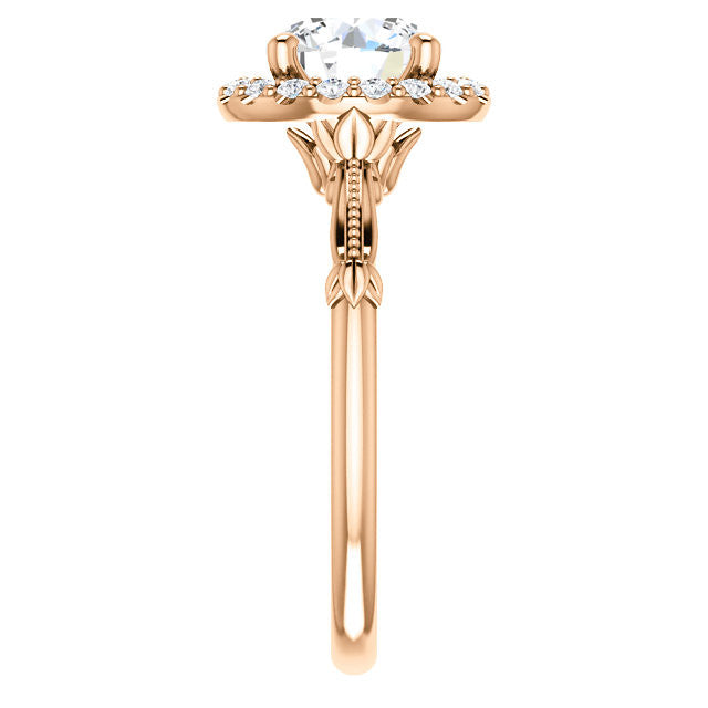 Round Split Shank Halo Moissanite Engagement Ring