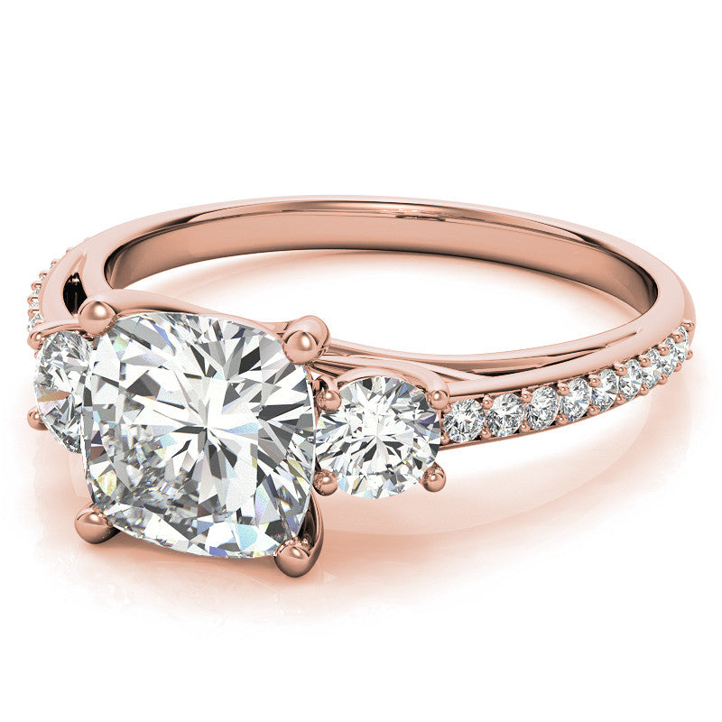 Cushion Moissanite Three-Stone Engagement Ring