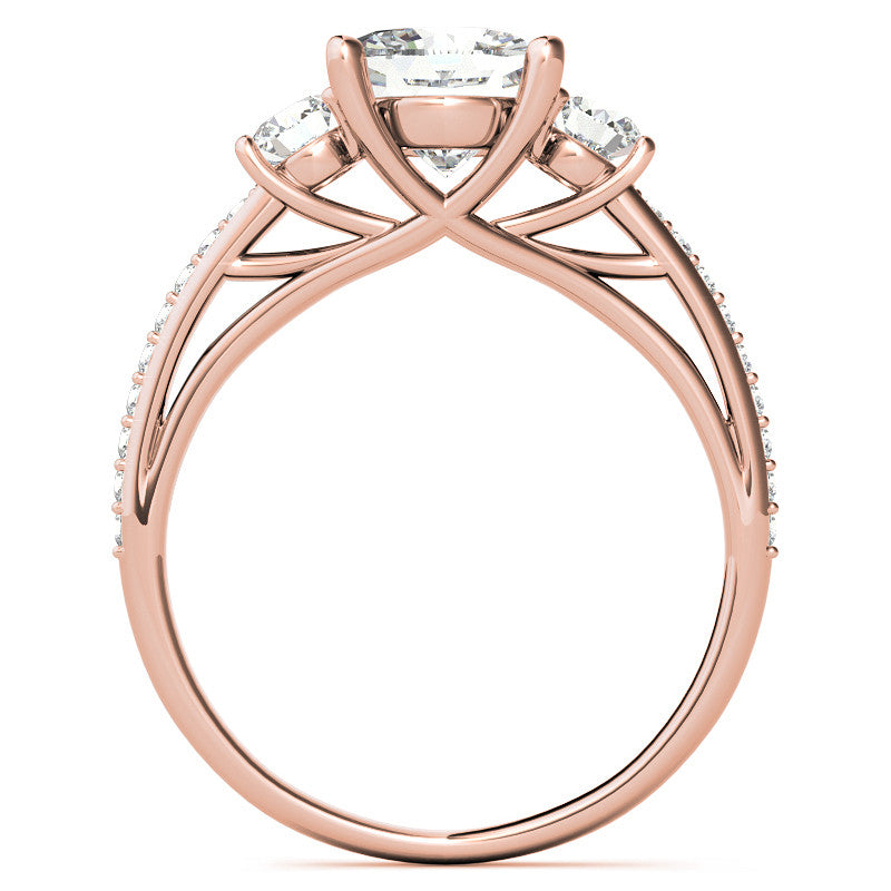 Cushion Moissanite Three-Stone Engagement Ring