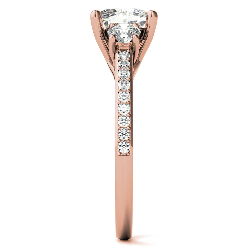 Cushion Moissanite Three-Stone Engagement Ring