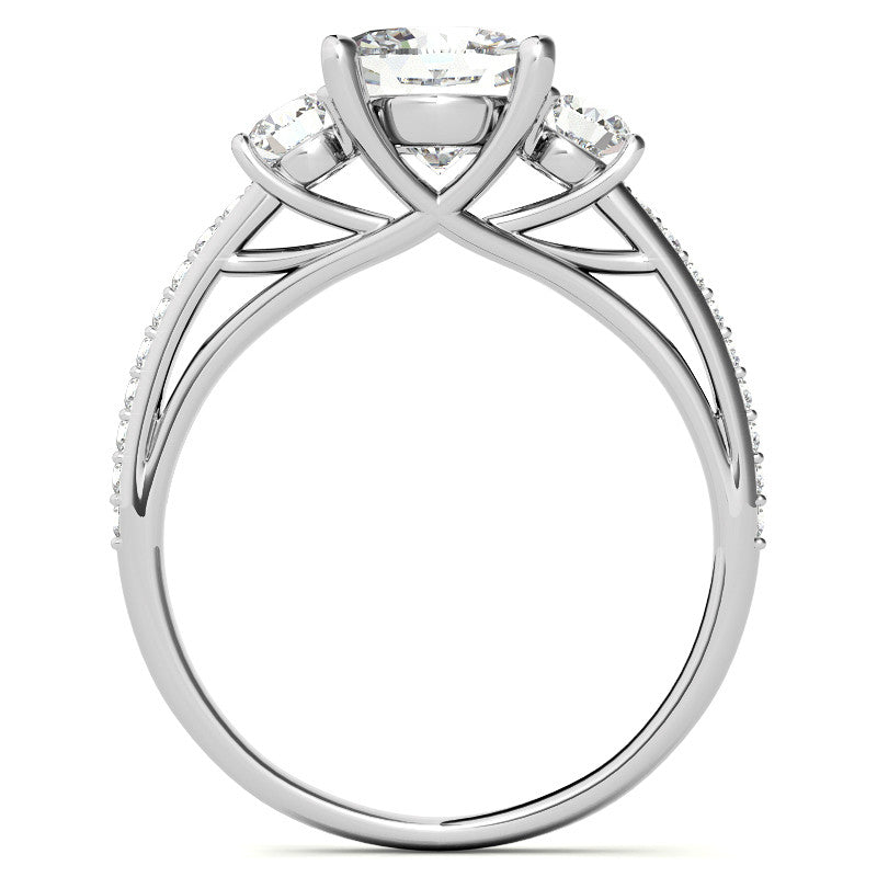 Cushion Moissanite Three-Stone Engagement Ring