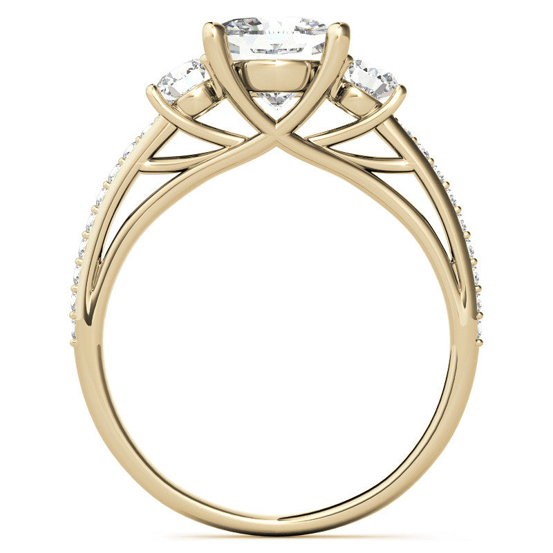 Cushion Moissanite Three-Stone Engagement Ring