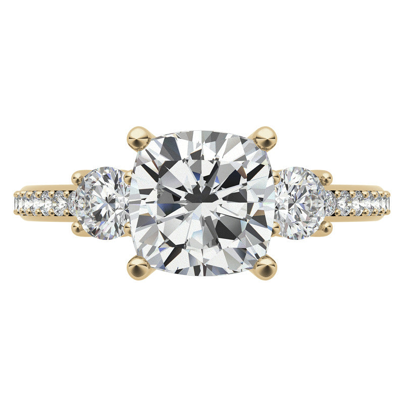 Cushion Moissanite Three-Stone Engagement Ring