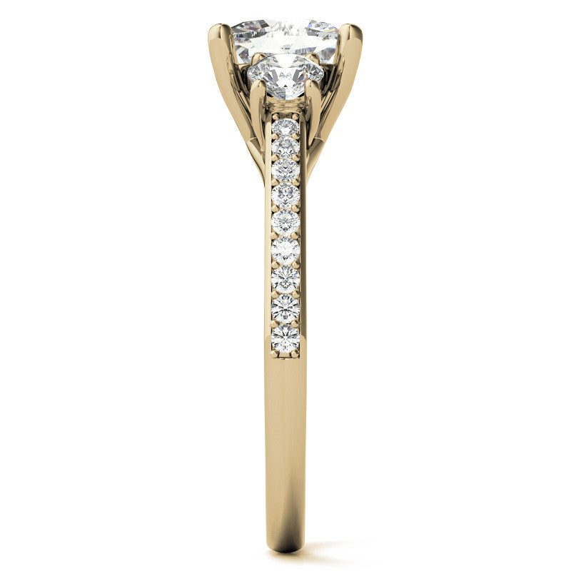 Cushion Moissanite Three-Stone Engagement Ring