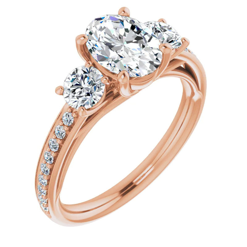 Oval Moissanite Three-Stone Engagement Ring