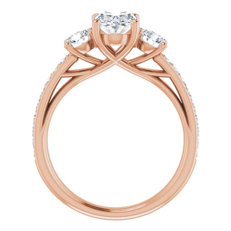 Oval Moissanite Three-Stone Engagement Ring