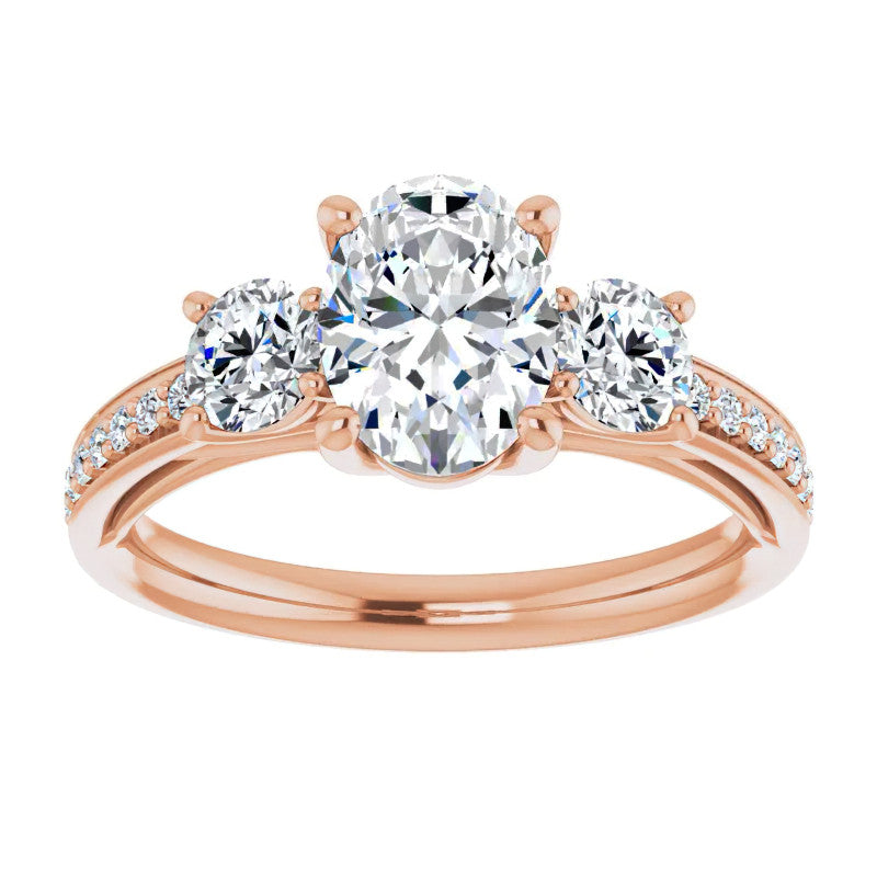 Oval Moissanite Three-Stone Engagement Ring