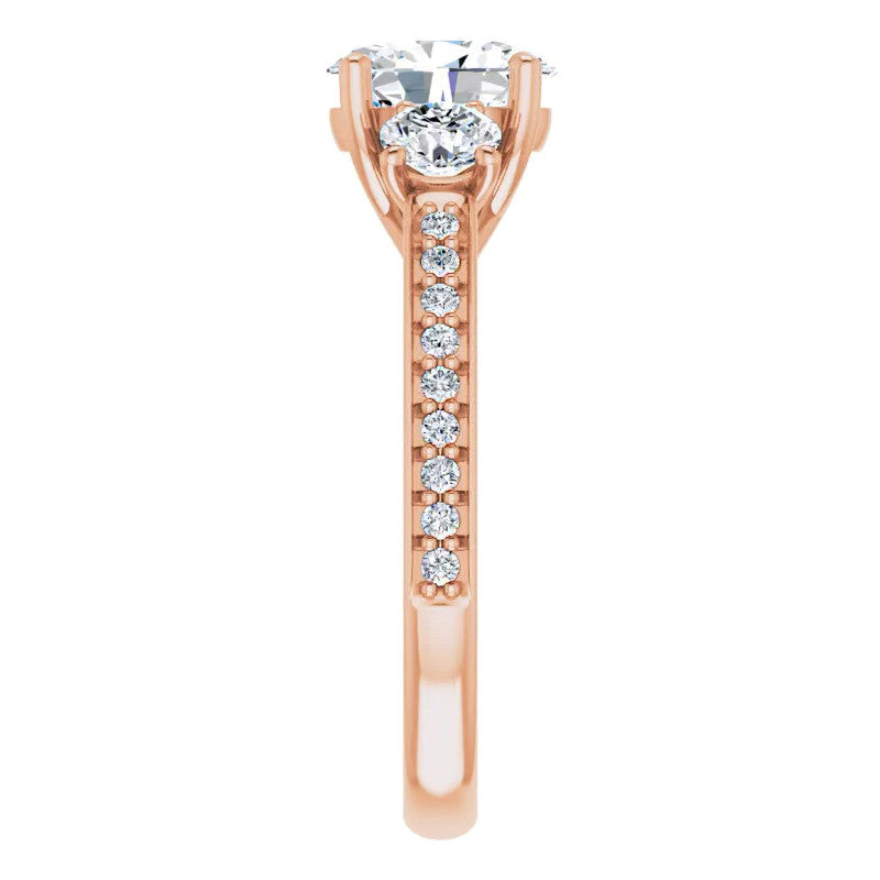 Oval Moissanite Three-Stone Engagement Ring