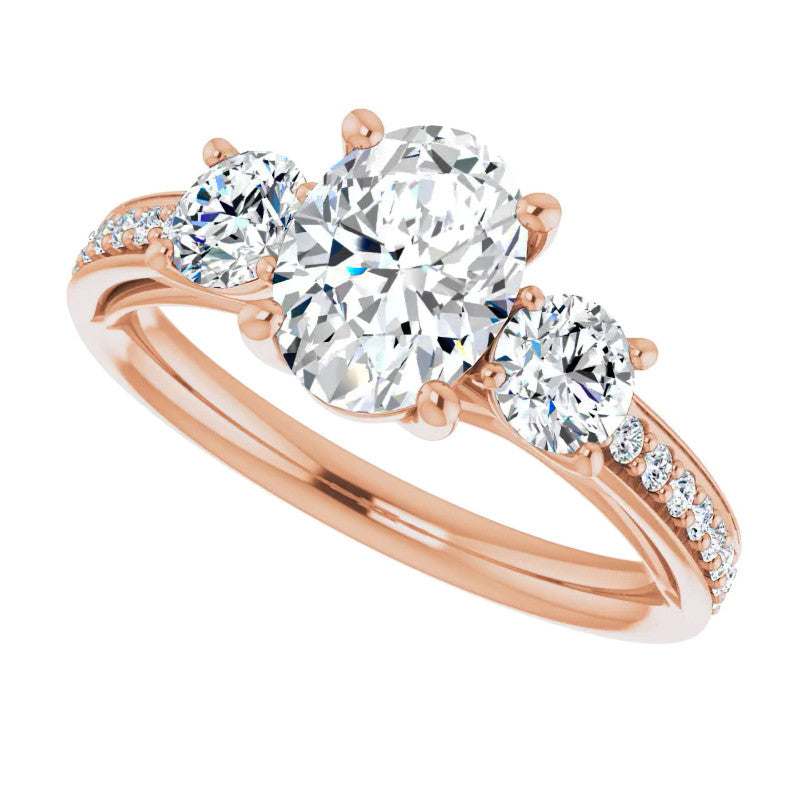 Oval Moissanite Three-Stone Engagement Ring