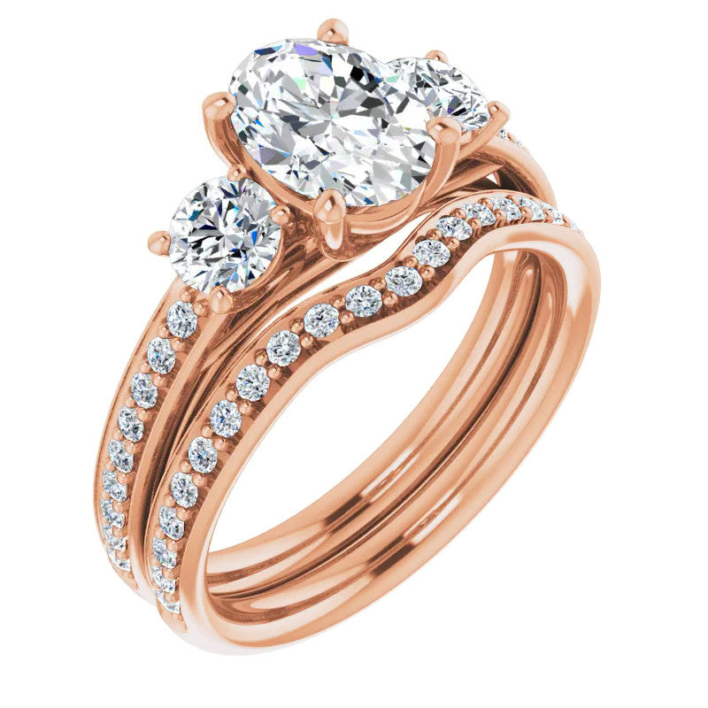 Oval Moissanite Three-Stone Engagement Ring