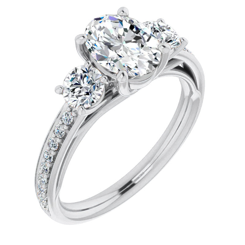 Oval Moissanite Three-Stone Engagement Ring