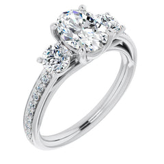 Oval Moissanite Three-Stone Engagement Ring
