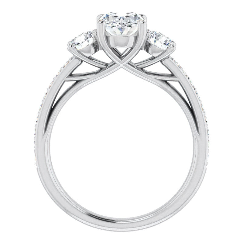 Oval Moissanite Three-Stone Engagement Ring