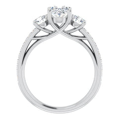 Oval Moissanite Three-Stone Engagement Ring