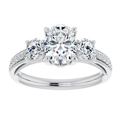 Oval Moissanite Three-Stone Engagement Ring