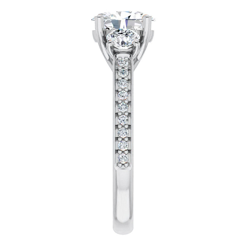 Oval Moissanite Three-Stone Engagement Ring