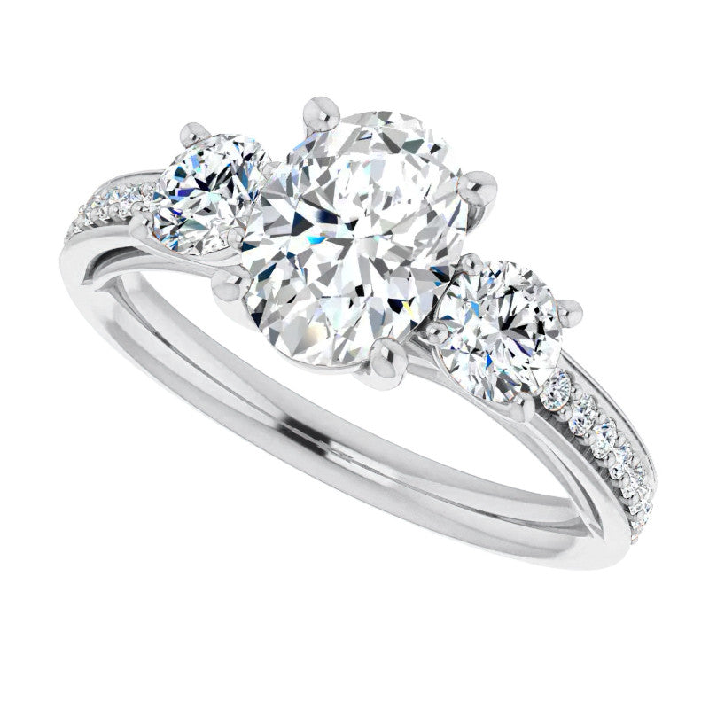 Oval Moissanite Three-Stone Engagement Ring