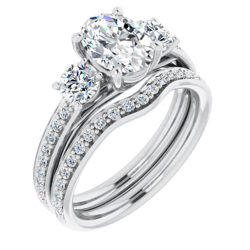 Oval Moissanite Three-Stone Engagement Ring