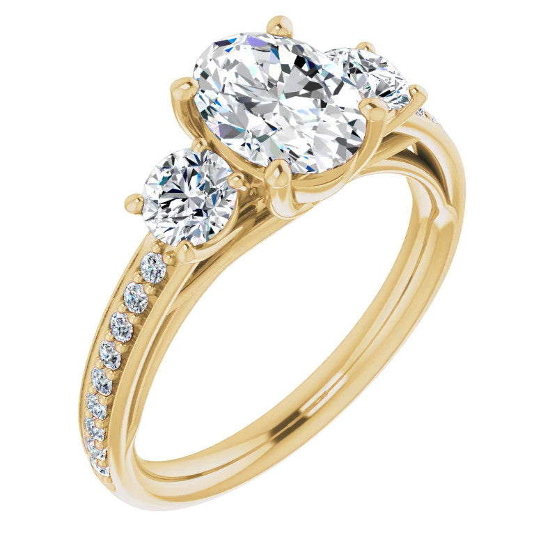 Oval Moissanite Three-Stone Engagement Ring