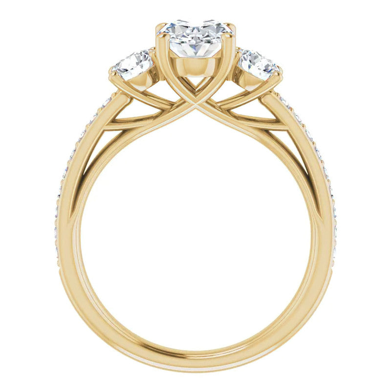 Oval Moissanite Three-Stone Engagement Ring