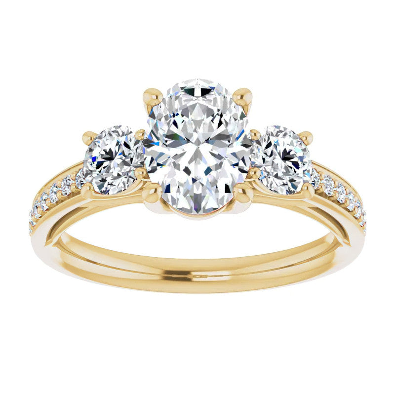 Oval Moissanite Three-Stone Engagement Ring
