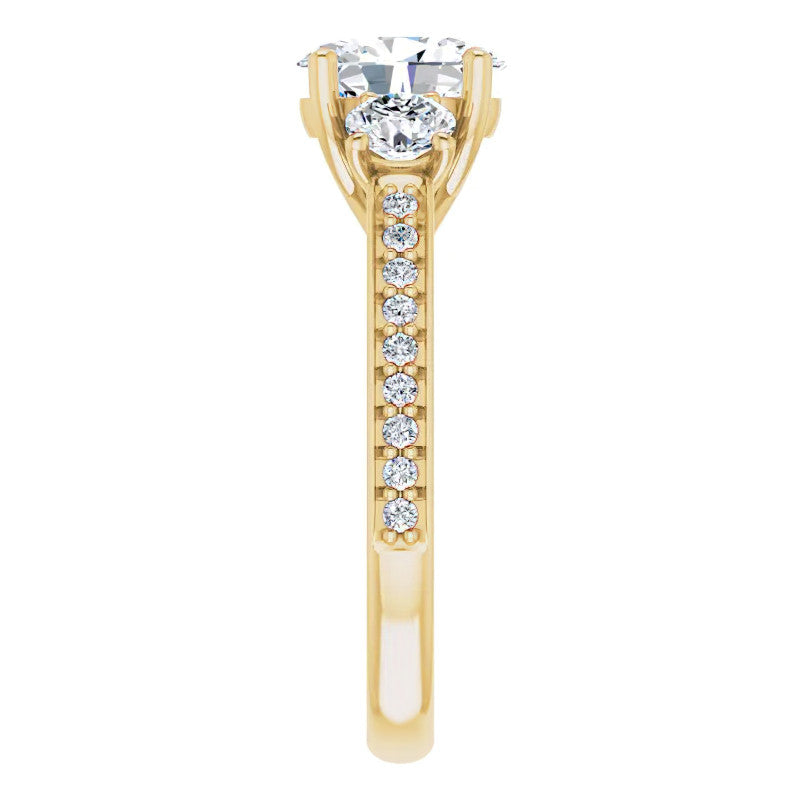 Oval Moissanite Three-Stone Engagement Ring