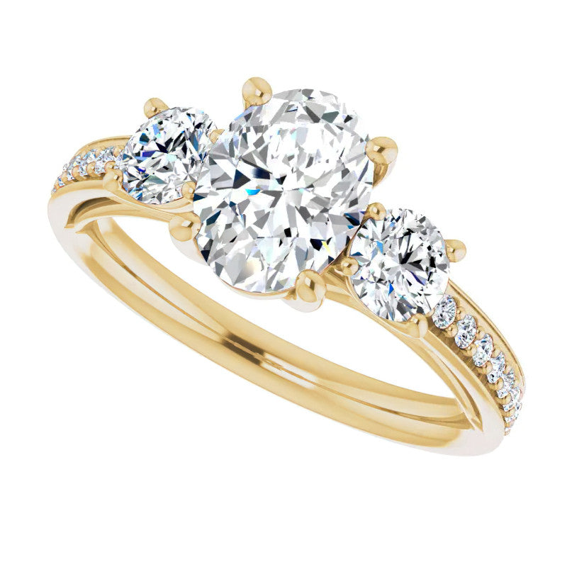Oval Moissanite Three-Stone Engagement Ring