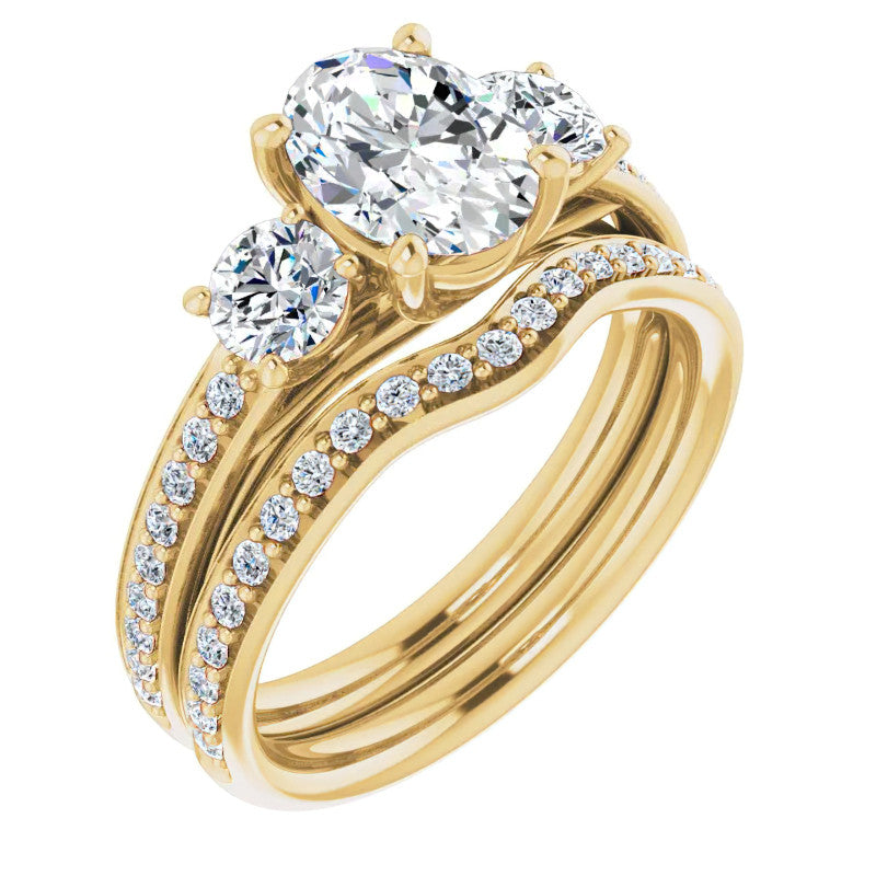 Oval Moissanite Three-Stone Engagement Ring