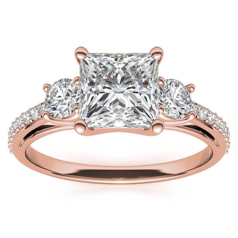 Princess cut Moissanite 3-Stone Engagement Ring