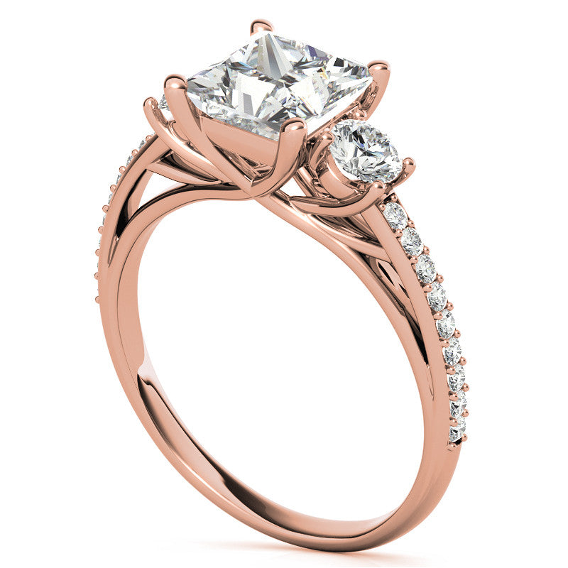 Princess cut Moissanite 3-Stone Engagement Ring