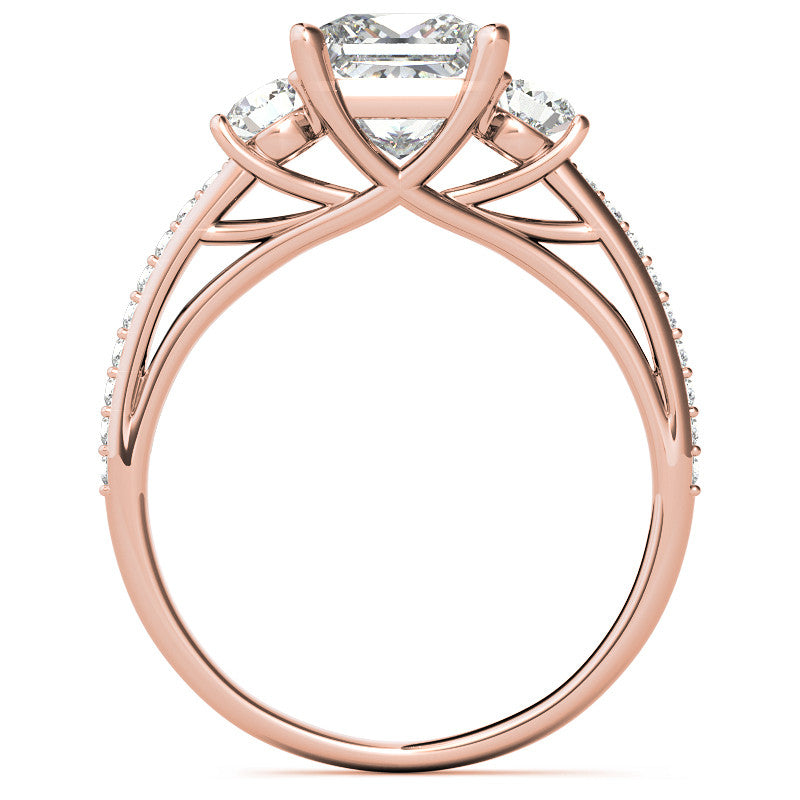 Princess cut Moissanite 3-Stone Engagement Ring