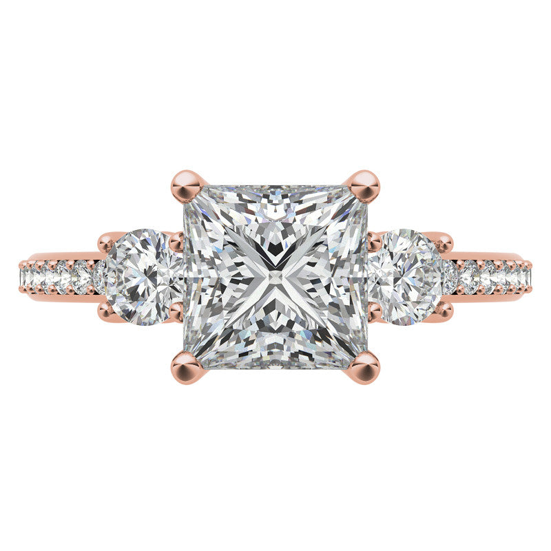 Princess cut Moissanite 3-Stone Engagement Ring