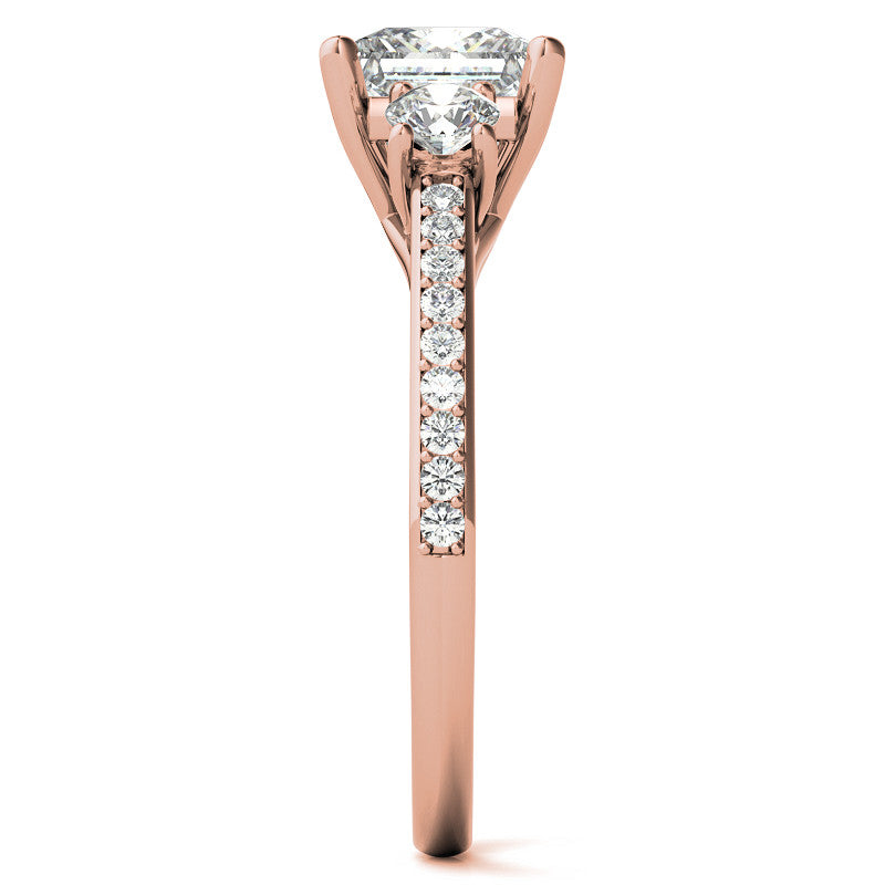 Princess cut Moissanite 3-Stone Engagement Ring