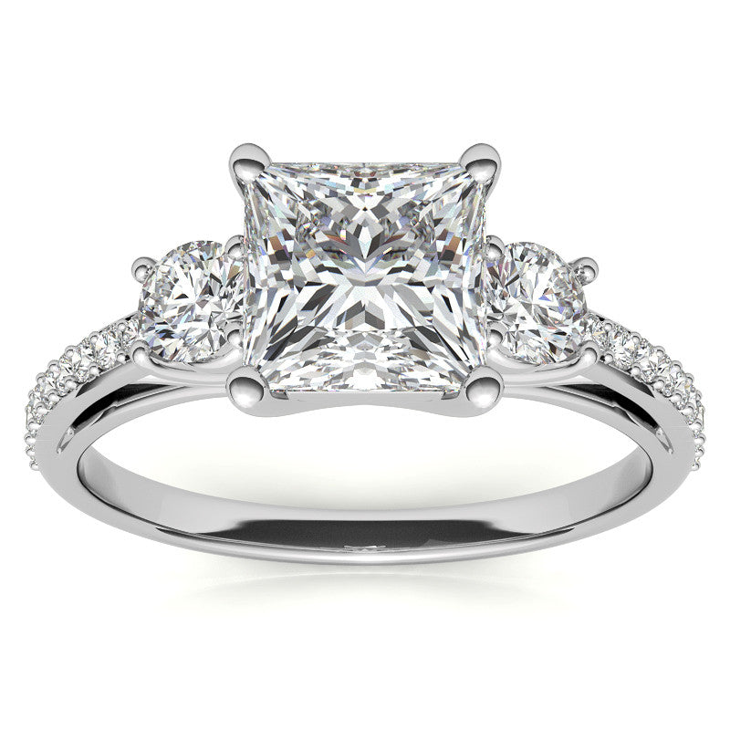 Princess cut Moissanite 3-Stone Engagement Ring