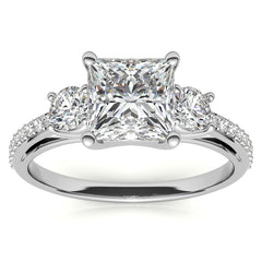 Princess cut Moissanite 3-Stone Engagement Ring