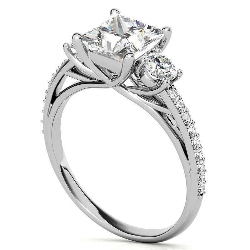 Princess cut Moissanite 3-Stone Engagement Ring