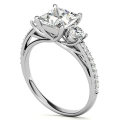 Princess cut Moissanite 3-Stone Engagement Ring