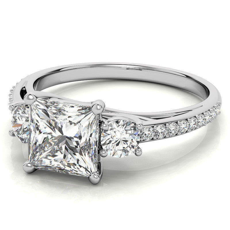 Princess cut Moissanite 3-Stone Engagement Ring