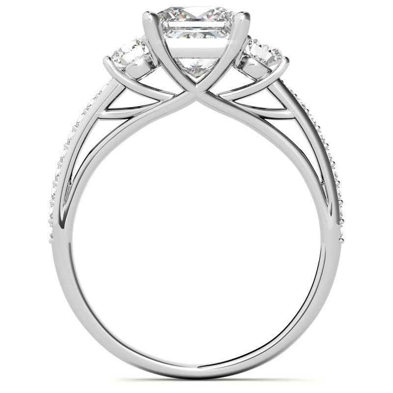Princess cut Moissanite 3-Stone Engagement Ring