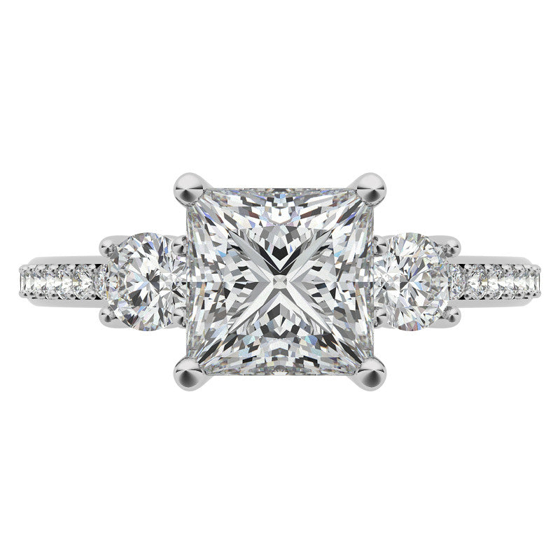 Princess cut Moissanite 3-Stone Engagement Ring
