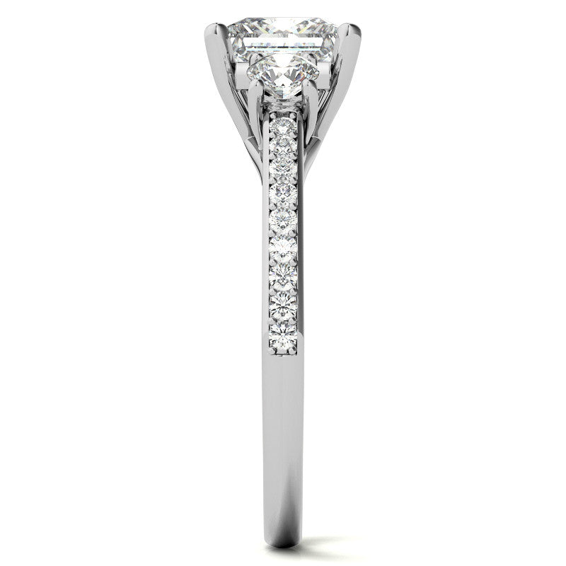 Princess cut Moissanite 3-Stone Engagement Ring