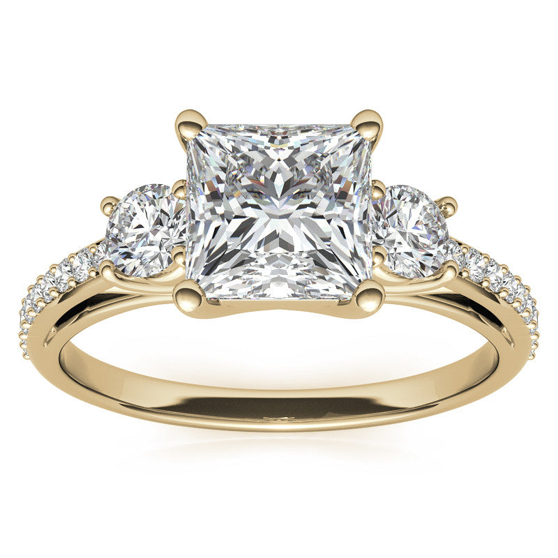 Princess cut Moissanite 3-Stone Engagement Ring