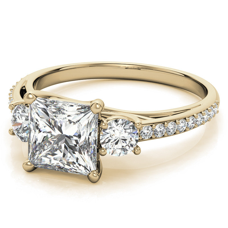 Princess cut Moissanite 3-Stone Engagement Ring