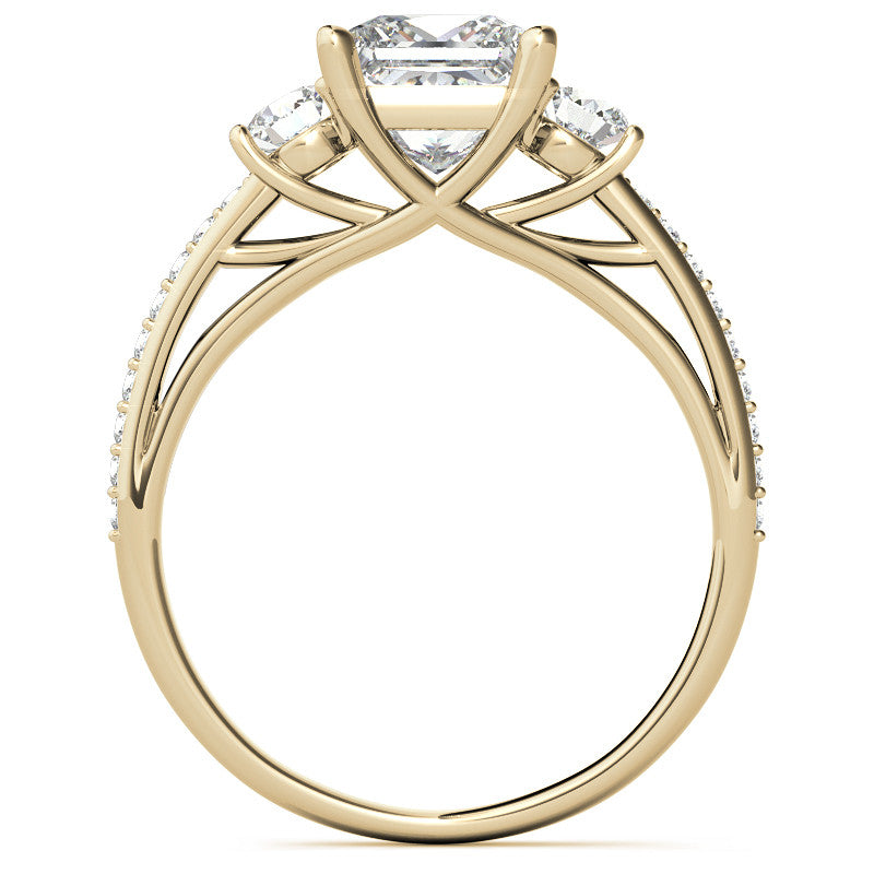 Princess cut Moissanite 3-Stone Engagement Ring