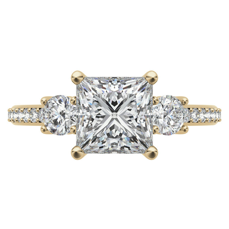 Princess cut Moissanite 3-Stone Engagement Ring